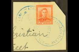 7485 1938 1d Scarlet KGVI Of New Zealand, On Piece Tied By Fine Full "PITCAIRN ISLAND" Cds Cancels Of 4 DE 38, SG Z59. F - Pitcairn Islands