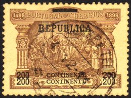 7521 1911-12 "Republica" Overprint On Postage Due 200r Brown On Buff With "200" And "Continente" PRINTED DOUBLE Variety, - Other & Unclassified