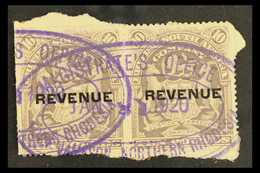 7565 REVENUE STAMPS 1907 "REVENUE" Overprinted £10 Lilac, Barefoot 22, Horiz Pair Fine Used With Violet Oval Cancel. For - Other & Unclassified