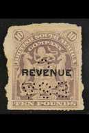 7566 REVENUE STAMPS 1907 "REVENUE" Overprinted £10 Lilac, Barefoot 22, Used With "BSAC" Perfin. For More Images, Please  - Other & Unclassified