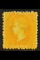 7658 1869 4d Yellow, SG 12, Mint, A Slight Wrinkle Caused By Gum At Left. Cat £350 For More Images, Please Visit Http:// - St.Vincent (...-1979)