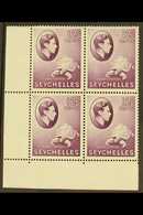 7749 1938-49 NHM MULTIPLE 12c Reddish Violet On Chalky Paper, SG 139, Corner Block Of 4, Never Hinged Mint. Lovely, Post - Seychelles (...-1976)