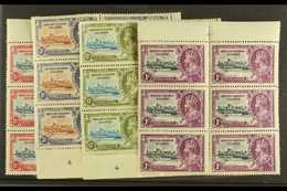 7778 1935 Silver Jubilee Complete Set, SG 53/56, As Never Hinged Mint Marginal BLOCKS OF SIX. (6 Blocks, 24 Stamps) For  - British Solomon Islands (...-1978)