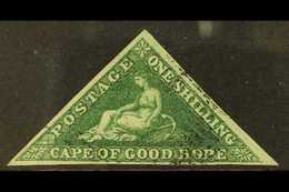 7820 CAPE OF GOOD HOPE 1855-63 1s Deep Dark Green Triangular, SG 8b, Very Fine Used With Light Cancel, Three Good To Lar - Unclassified