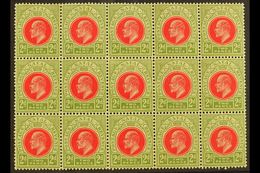 7838 NATAL 1902-03 2d Red & Olive Green, SG 130, BLOCK Of 15 (5 X 3), Never Hinged Mint (15 Stamps) For More Images, Ple - Unclassified