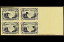 7955 1935-41 VICTORIA FALLS 3d Deep Blue (as SG 35b) - A Right Marginal IMPERF PROOF BLOCK OF FOUR, Each Stamp With Secu - Southern Rhodesia (...-1964)