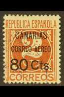 7968 CANARY ISLANDS 1937 (1st July) 80cts On 2c Chestnut, Numeral, SG 30, Very Fine Used. Scarce Stamp. For More Images, - Other & Unclassified