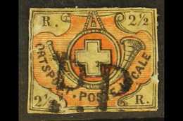 8003 1850 2½r Black & Red ORTSPOST - POSTE LOCALE Zurich Transitional Period (Michel 4, SG L4), Used Spacefiller With Va - Other & Unclassified