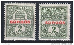 Hungary 1916-1919. SURGOS 1., Magyar Kir. Posta 2., Magyar Posta In Pairs MNH (**) Michel:180 + 291 - Nuevos