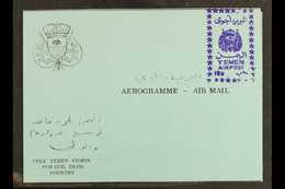 8201 ROYALIST 1966 10b Violet "YEMEN AIRPOST" Handstamp (as SG R130/134) Applied To Complete Blue Aerogramme, Very Fine  - Yemen