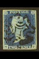 8267 1840 2d Blue 'NF' Plate 1, SG 5, Used With Nice Black Maltese Cross Cancel, Four Margins (very Close At Top Right), - Other & Unclassified