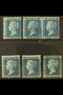 8299 1858-79 2d Blue, Plate 9, Six Unused Examples Incl. A Pair, SG 45, Mixed Condition, Mint Or Unused, Cat.£2100, Usef - Other & Unclassified