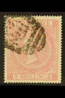 8313 1867-83 5s Pale Rose, Plate 2, Wmk Maltese Cross, SG 127, Used With Neat Part Oval Numeral Cancel. Attractive, Cat  - Other & Unclassified