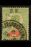 8357 OFFICIAL - OFFICE OF WORKS 1902-03 2d Yellowish Green And Carmine-red, SG O38, Very Fine Cds Used. With B.P.A. Cert - Unclassified