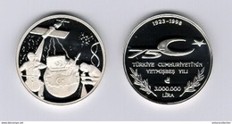 AC - REPUBLIC AND 2000 - CELLO & SPACE SHUTTLE COMMEMORATIVE SILVER COIN 1998 UNCIRCULATED PROOF - Turquie