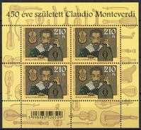 HUNGARY 2017 PEOPLE Famous Composers. 450 Years From The Birth Of CLAUDIO MONTEVERDI - Fine Sheet MNH - Nuevos