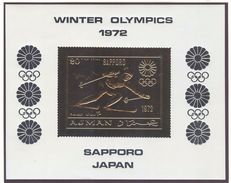 AJMAN GOLDEN Imperforated 20 R Block Skiing Mint Without Hinge - Winter 1972: Sapporo