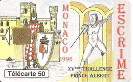 CARTE°-PUBLIC-MONACO-50U-MF40-GEM B-05/96-ESCRIME-UTILISE-TBE - Monace