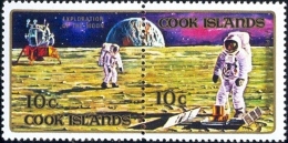 SPACE-EXPLORATION OF MOON-4 SETENANT PAIRS-SET OF 8-COOK ISLANDS-SCARCE-MNH-H1-519 - Océanie