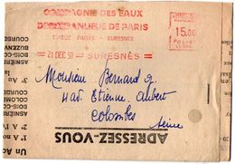 TB 2241 - EMA - Compgnie Des Eaux De La Banlieue De PARIS - SURESNES 1950 Pour COLOMBES - Freistempel