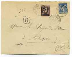 Lettre Rec De PASSAY LA CONCEPTION   Dept De L'ORNE / 1897 / Aff Composé Au Type SAGE - 1877-1920: Semi Modern Period