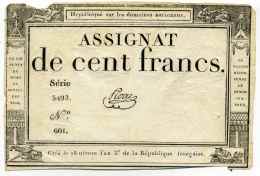 Révolution Française :  ASSIGNAT DE CENT FRANCS / Série N°5492  Du 18 Nivose An 3 - 1701-1800: Voorlopers XVIII