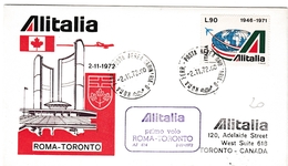 Roma Toronto Canada 1972  - Primo Volo Alitalia - 1er Vol Erstflug Inaugural Flight - Luftpost