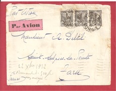 Y&T N°132X3 +VIGNETTE TUNIS    Vers  FRANCE 1932 2 SCANS - Covers & Documents