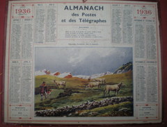 ALMANACH DES POSTES ET DES TÉLÉGRAPHES (oberthur) 1936 -  Pâturage Pyrénéens (sur Le Plateau) - Grand Format : 1921-40
