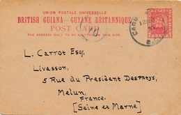 Entier Postal Carte Radio British Guyana Carmichael Pour La France - Guyane Britannique (...-1966)