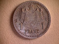 Monaco 1943 Pièce 1 Franc Alu - 1922-1949 Louis II