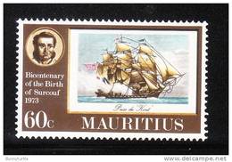 Mauritius 1974 Bicentenary Of Birth Of Robert Surcouf French Privateer Ship MNH - Mauritius (1968-...)