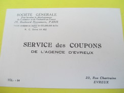 Carte Commerciale/Banque /Service Des Coupons /Société Générale / Agence D'EVREUX//1939   CAC37 - Banque & Assurance