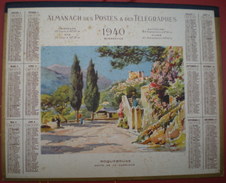 ALMANACH DES POSTES ET DES TÉLÉGRAPHES (oberthur) 1940 -  Roquebrune, Route De La Corniche.(lessieux Illustrateur) - Grand Format : 1921-40