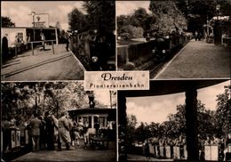 ! DDR Ansichtskarte Dresden Pioniereisenbahn, Bahnhof Frohe Zukunft, 1963, Sachsen - Treni