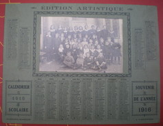 CALENDRIER SCOLAIRE 1916 -  Ecole De Dammartin (seine Et Marne, Carte Photo). - Tamaño Grande : 1901-20