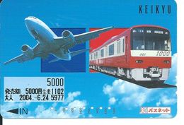JAPON Train Avion Jet  Carte Prépayée Kart Card  (D.90) - Trains