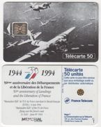 TELECARTE 50 U. 50e ANNIVERSAIRE DEBARQUEMENTS 6 JUIN 1944 AVIONS MARAUDERS B26 US AIR FORCE - 06 94 TIRAGE 1 000 000 EX - Armée