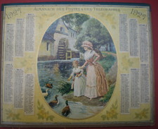 ALMANACH DES POSTES ET DES TÉLÉGRAPHES  1927 - Moulin Enfant Donnant à Manger Aux Canards. - Grand Format : 1921-40