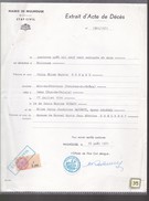 1 Timbre  Taxes De 1 Franc Sur Acte  De Décès  Année 1971 - 1859-1959 Briefe & Dokumente