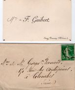 VP11.259 - Enveloppe & CDV - Carte De Visite De Mme F. GUIBERT à CUZY , TANNAY ( Nièvre ) - Cartes De Visite