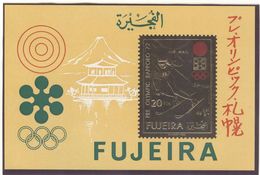 FUJEIRA Imperforated GOLD Block SKIING Mint Without Hinge - Winter 1972: Sapporo