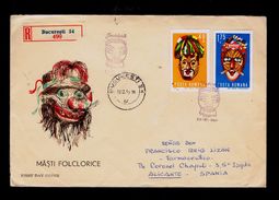 Carnaval Carnival Masks Fêtes Folklore Fdcover Romania Alicante Spain 1969 Gc3100 - Carnival