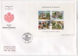 Monaco 1996 Ersttagsbrief MiNr. Bl.71 "Vier Jahreszeiten Der Brombeere"; FDC Mini Sheet Four Seasons Of The Bramble - Covers & Documents