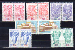 1958  Tchécoslovaquie, 12 X  952 / 956A**en Paire, Cote 144 €,  Artisanat Folklore Et Technique, Turbine - 1958 – Brüssel (Belgien)