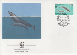 Enveloppe  FDC   1er   Jour    ILES  FEROE      MAMMIFERES    MARINS      WWF    1990 - FDC