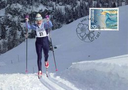 CP PJ Du LIECHTENSTEIN De 1997 Avec Timbre "JO D'Hiver Ngano - Ski De Fond" - Oblit. PJ VADUZ 1.12.1997 - Invierno 1998: Nagano