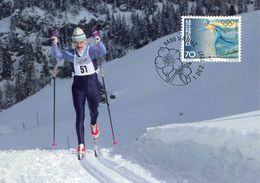 CP PJ Du LIECHTENSTEIN De 1997 Avec Timbre "JO D'Hiver Ngano - Ski De Fond" - Oblit. PJ VADUZ 1.12.1997 - Winter 1998: Nagano