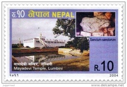 MAYADEVI TEMPLE LUMBINI RUPEE 10 STAMP NEPAL 2004 MINT MNH - Bouddhisme