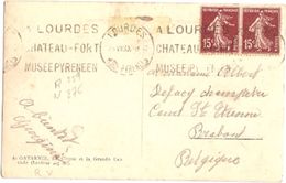France & Postal, Gavarnie, Musee Pyreneen, Chateau Fort, Lourdes, Court-Saint-Étienne Belgica 1930 (80) - Storia Postale